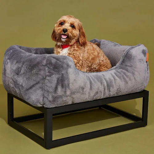 Vista 7 de FUZI Cama elevada para perro, camas elevadas de lujo para perros, funda extraíble y lavable a máquina, cama ortopédica para mascotas para interiores