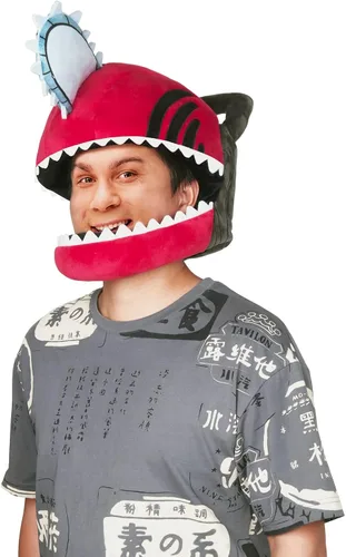 Vista 2 de HORNIGHT Disfraz de hombre de motosierra de anime, sombrero de pochita de felpa suave y cálida, máscara de felpa para disfraz, fiesta de cosplay