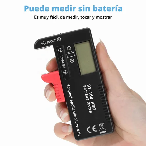 Vista 7 de Probador de batería universal LCD digital (modelo: Bt - 168 PRO), comprobador de batería portátil para pilas de botón AA AAA C D 9V 3.7V 1.5V