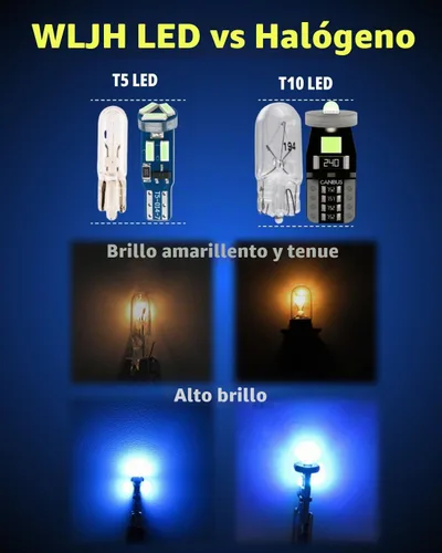 Vista 5 de WLJH Kit de bombillas LED para tablero de instrumentos T5 T10 con enchufes Azul hielo