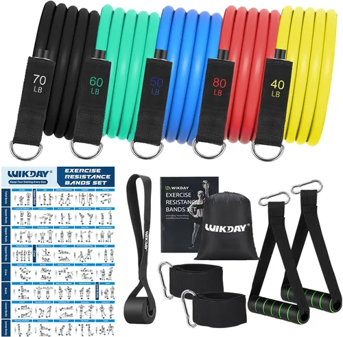 Vista 17 de WIKDAY Exercise Resistance Bands with Handles for Working Out Workout Bands Set with Door Anchor for Physical Therapy, Yoga, Pilates