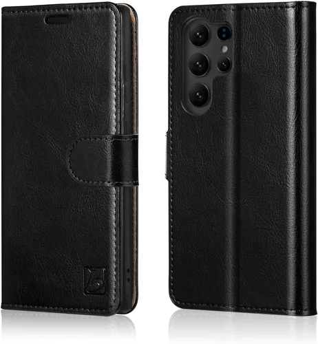 Vista 11 de Belemay Funda tipo cartera para Samsung Galaxy S24 – Funda protectora de piel auténtica con tapa – Tarjeteros con bloqueo RFID – Funda para teléfono