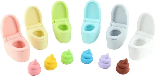 Vista 3 de Iwako Borrador de lápices de regalo para niños, regalo de Navidad para el regreso a clases, fabricado en Japón (Poop Eraser 6 piezas), multicolor