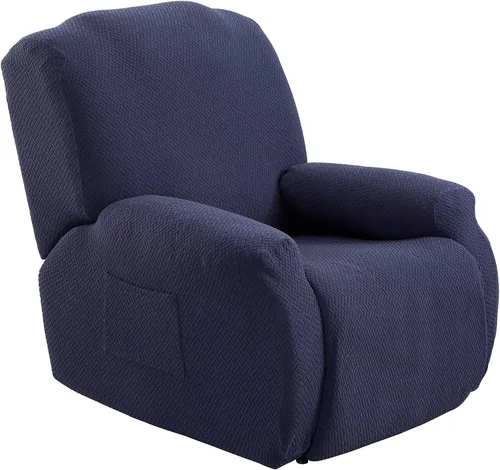 Vista 8 de ele ELEOPTION Fundas reclinables de 4 piezas con bolsillo lateral, antideslizante, ajustable, protector de muebles con parte inferior elástica Negro
