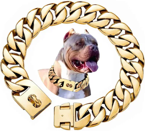 Vista 9 de txprodogchains Collar de cadena de perro grande con hebilla, fuerte y resistente, de 32 mm de grosor, collar de eslabones cubanos de acero