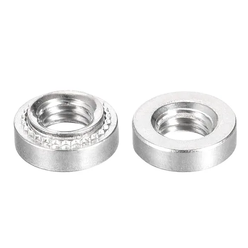 Vista 4 de uxcell Tuercas autoadhesivas, # 10-32 x 0.12 pulgadas, tuerca remachadora de acero inoxidable, cabeza redonda, acero inoxidable, fijación