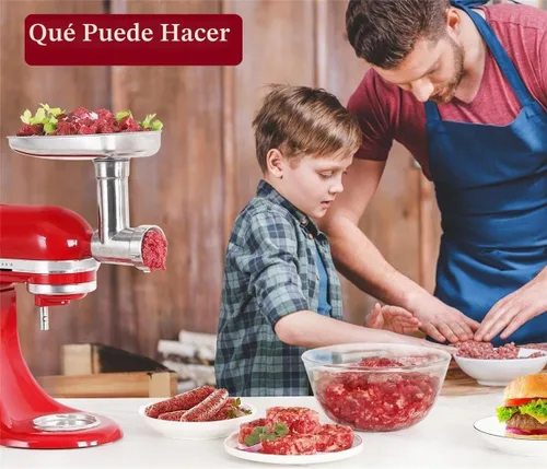 Vista 2 de FavorKit Accesorio para molinillo de alimentos de acero inoxidable para mezcladores KitchenAid, procesador de carne apto para lavavajillas, incluye
