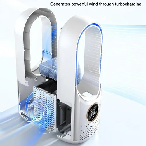 Vista 2 de Mingzhe Bladeless Fan with 6 Speed and Timer (White)