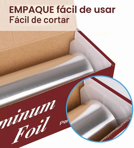 Vista 5 de Rollo de papel de aluminio resistente para alimentos de 18 pulgadas 500 pies de papel de aluminio resistente seguro para alimentos