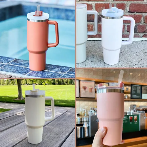 Vista 2 de Pajitas de repuesto para vasos Stanley de 40 onzas y 30 onzas, paquete de 6 popotes reutilizables con cepillo de limpieza, 12 pulgadas de largo