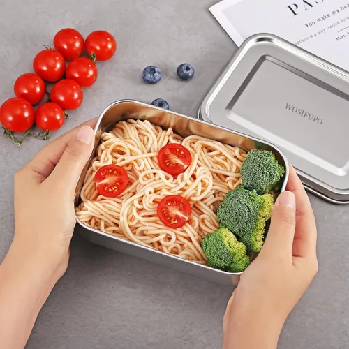 Vista 5 de 2 cajas Bento de acero inoxidable, 28.7 fl oz (28 onzas), recipientes metálicos para almacenamiento de alimentos, reutilizables, aptas