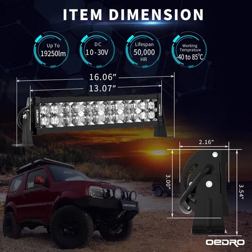 Vista 2 de OEDRO Luz de trabajo combinada 175W 19250LM de la inundación del punto