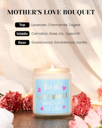 Vista 5 de M&SENSE Vela Aromática Mom You were Right, Regalos del Día de la Madre, Regalo del Día de Acción de Gracias para Madre de Hija e Hijo, Regalos