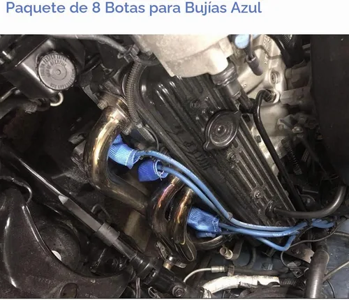 Vista 5 de Cable de bujía, protección térmica, manga de calor, protección de cable de bujía, cinta térmica de alta temperatura de 2500 grados, paquete de 8 Azul