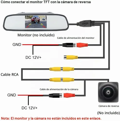 Vista 6 de GreenYi Cable de video RCA de doble blindaje para monitor de vehículo y conexión de cámara de visión trasera de respaldo inverso, cable de extensión