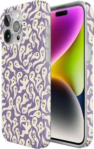 Vista 2 de Casely iPhone 14 Pro Case All Boo'd Up Purple Ghost Compatible with MagSafe Classic Ultra Thin Design