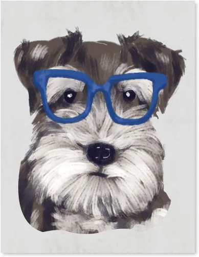 Vista 68 de Andaz Press Póster impreso para pared de perro, 8.5 x 11 pulgadas, Bulldog inglés con gafas negras, 1 paquete, regalo de cumpleaños de Navidad, sin