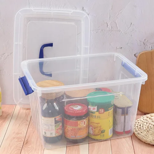 Vista 7 de Anbers Contenedor de plástico transparente de 12 cuartos de galón con tapa, caja de pestillo con asa, juego de 1