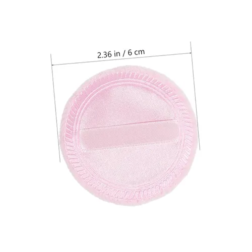 Vista 4 de FRCOLOR 10 Uds. Soplo de polvo rosa para polvo suelto redondo de algodón con correa de cinta para cara y cuerpo