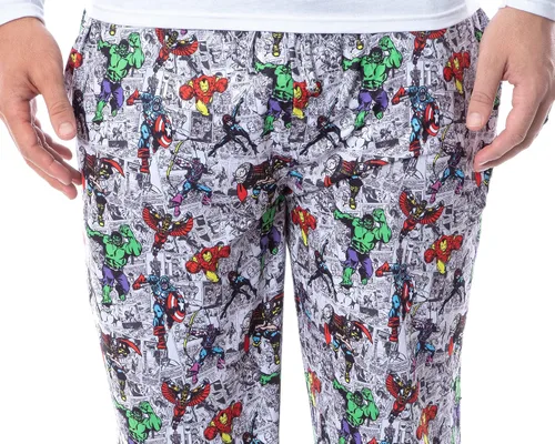 Vista 3 de Marvel - Pantalones de pijama para hombre, diseño de cómic de superhéroe, de Los Vengadores