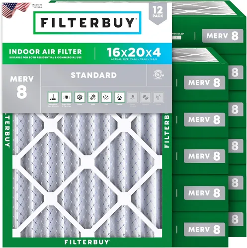 Vista 13 de Filterbuy Filtro de aire MERV 8 de 8 x 14 x 1 pulgadas para defensa contra el polvo y las alergias (paquete de 12), electrostático plisado HVAC