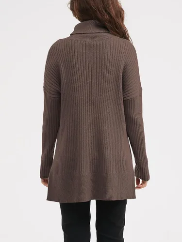 Vista 5 de LILLUSORY Suéter de cuello alto de gran tamaño para mujer 2023, suéter de punto acanalado de moda para otoño