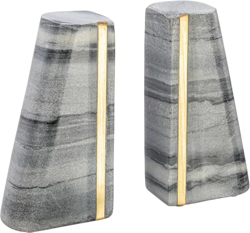Vista 5 de Main + Mesa Sujetalibros modernos de mármol con detalles de latón, juego de 2, gris
