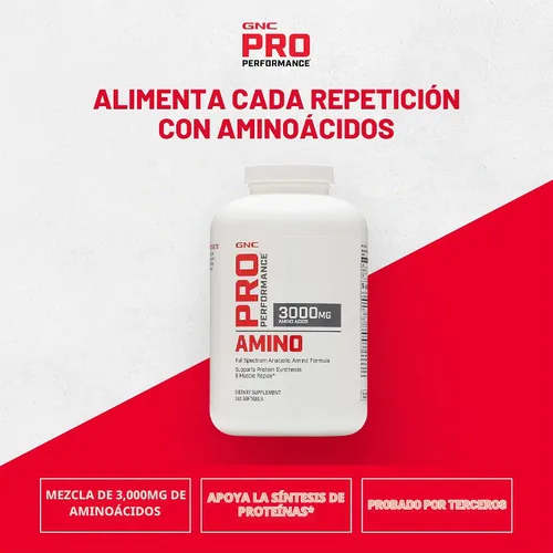Vista 2 de GNC Pro Performance Amino 3000 mg, soporta reparación muscular, 240
