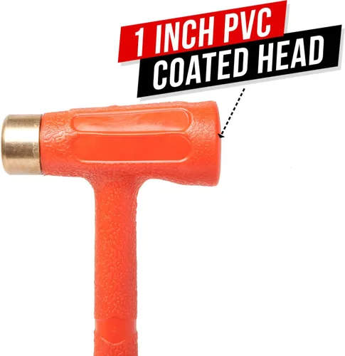 Vista 3 de Tuffman Tools, Dead Blow Hammer 1.5lb (24oz) – Martillo de latón moldeado de Unibody, resistente al rebote y a las chispas con punta de latón