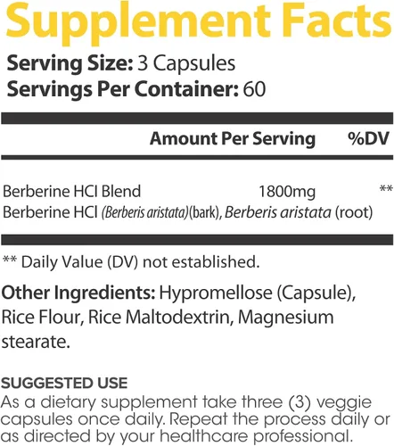 Vista 2 de Lumen Naturals Berberina para mujer – 1800 mg por porción – 180 cápsulas – 60 porciones – Hecho con berberina premium – Sin OMG, sin gluten, fórmula