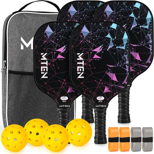Vista 10 de Pickleball Paddles Set of 2 or 4, or Single Paddle – USAPA Approved Fiberglass Surface Pickleball Rackets Set for Men & Women