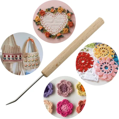 Vista 5 de LUORNG Gancho de telar de madera para tejer ganchillo, herramientas de bricolaje, accesorios de ganchillo para sombreros, bufandas, juguetes, agujas