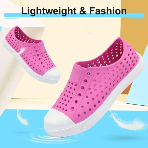 Vista 5 de QLZ Zapatos de agua para niños y niñas, sandalias de jardín, zapatos de goma, zapatos de playa, antideslizantes, ligeros, transpirables, de secado