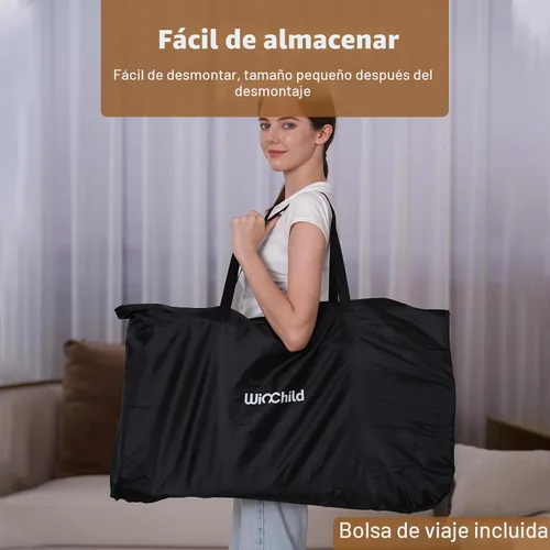 Vista 6 de Mecedora para bebé, Silla de bebé portátil y plegable con 3 ajustes de altura, Mecedora ergonómica para bebés de 0 a 6 meses, estilo de grano