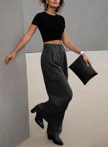Vista 4 de Dokotoo Womens High Waisted Wide Leg Cargo Pants Baggy Casual Work Pants with 4 Pockets