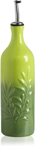 Vista 37 de Sweejar Botella dispensadora de aceite de oliva de cerámica de 20 onzas de alivio opaco que protege para reducir la oxidación, adecuada para Beige