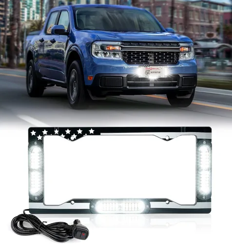 Vista 10 de Xprite Luz estroboscópica de matrícula de 36 LED, luces estroboscópicas delanteras/traseras con bandera de EE. UU., 22 modos de parpadeo, luz