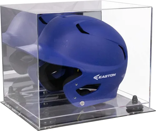 Vista 23 de Better Display Cases Vitrina acrílica para casco de bateo de béisbol con espejo, elevadores rosados, montaje en pared y base de espejo (V22/A012)