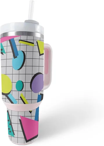 Vista 30 de MightySkins Skin - Vaso de vinilo compatible con Stanley The Quencher H2.0 FlowState de 40 onzas, diversión de los años 90, protectora, duradera