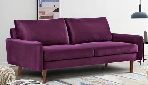 Vista 7 de Container Furniture Direct Kent - Sofá de terciopelo para salas de estar modernas y espacios compactos, cómodo sofá de 3 plazas, muebles de estudio