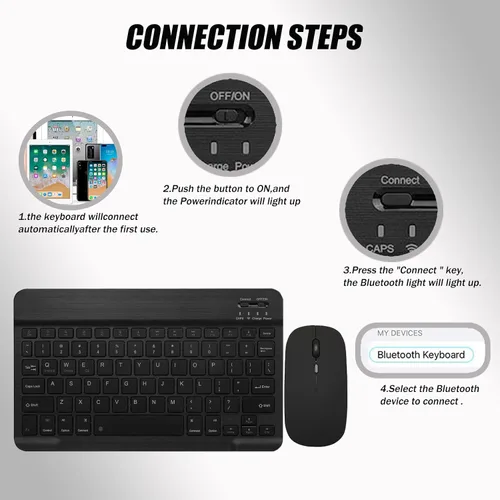 Vista 3 de Funda de teclado para Samsung Galaxy Tab S10 Lite / S10 FE / S9 FE / S9 10.9-11 pulgadas - Ratón y teclado desmontable, funda protectora delgada