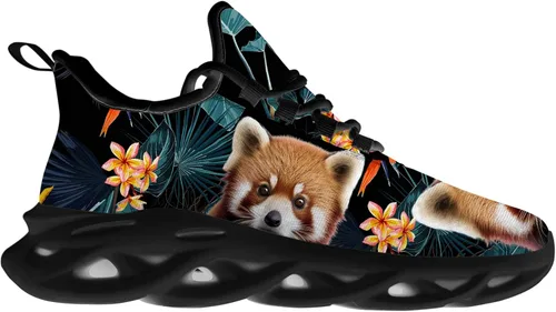Vista 5 de Zapatos de panda rojo para mujeres y hombres, para correr, atletismo, caminar, tenis, tenis ligeros, zapatos de animales, regalos para él y ella