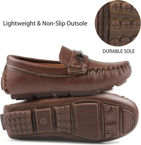 Vista 2 de Samilor Zapatos de vestir para niños, zapatos de vestir para niños, mocasines informales, mocasines estilo mocasín, zapatos de conductor para niños
