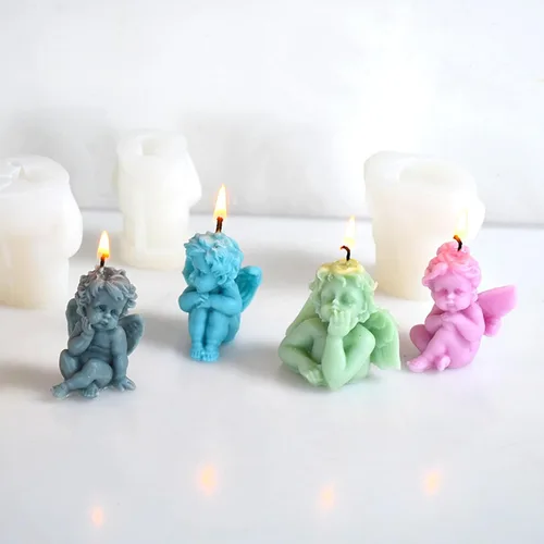Vista 5 de 5 moldes de silicona de ángel 3D para velas de ángel, molde de jabón de querubines, molde de resina epoxi de silicona para chocolate, dulces