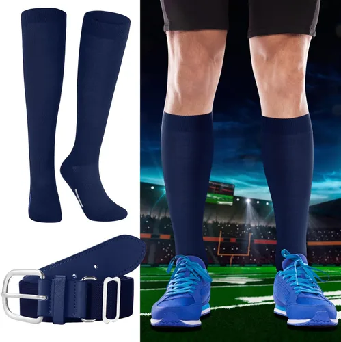 Vista 4 de Haysandy Juego de 3 calcetines y cinturón de béisbol o sóftbol con cinturón de béisbol para niños, niñas, jóvenes y adultos