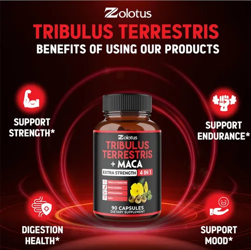 Vista 7 de Zolotus 2 paquetes de Tribulus Terrestris con raíz de maca Ashwagndha, Panax Ginseng - 6 meses de suministro