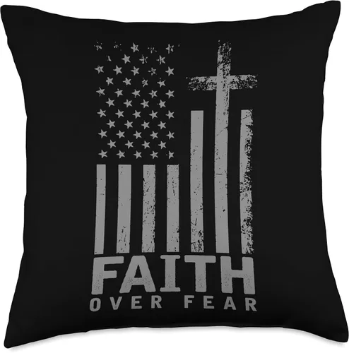 Vista 5 de Biblia Verse Cristiano Oración Regalo Idea Oración Oración Orden América Orgullo Bandera de Estados Unidos Almohada de Fe sobre el Miedo Oración