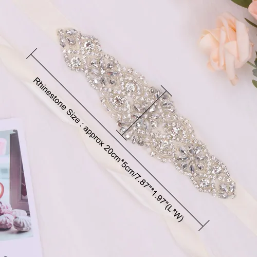 Vista 5 de Cinturón nupcial para mujer con diamantes de imitación para boda con perlas de cristal para vestidos y vestidos