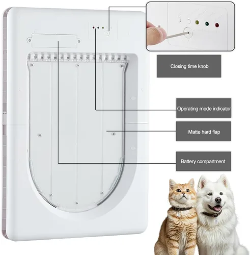 Vista 6 de Puerta inteligente electrónica para mascotas AJKJ, puerta automática para perros con 3 modos, puerta electrónica con sensor de batería con 1 llave