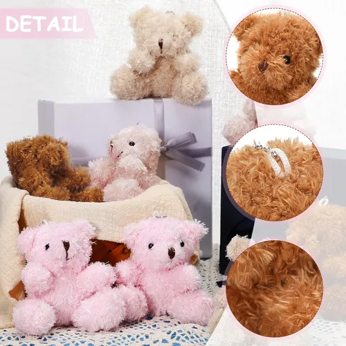 Vista 3 de Threan 8 Piezas Mini Osos de Peluche de 4'' Osos Pequeños a Granel Juguetes de Animales de Peluche Muñecos de Oso Suave Pequeños Rellenos de Regalo